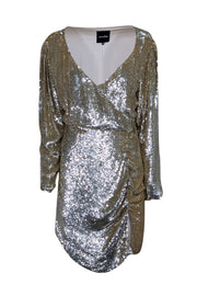 Current Boutique-Retrofete - Gold Long Sleeve Sequin Wrap Mini Dress Sz M