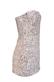 Current Boutique-Retrofete - White & Silver Sequin Strapless Mini Dress Sz M