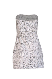 Current Boutique-Retrofete - White & Silver Sequin Strapless Mini Dress Sz M