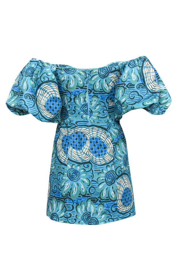 Current Boutique-Rhode - Blue & Green Aquatic Bloom Print "Dali" Dress Sz 0