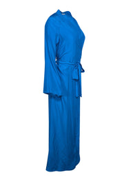 Current Boutique-Rhode - Blue Silk Long Wrap Dress Sz M