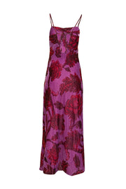 Current Boutique-Rhode - Purple & Red Floral Print Velvet Tie Back Dress Sz 6