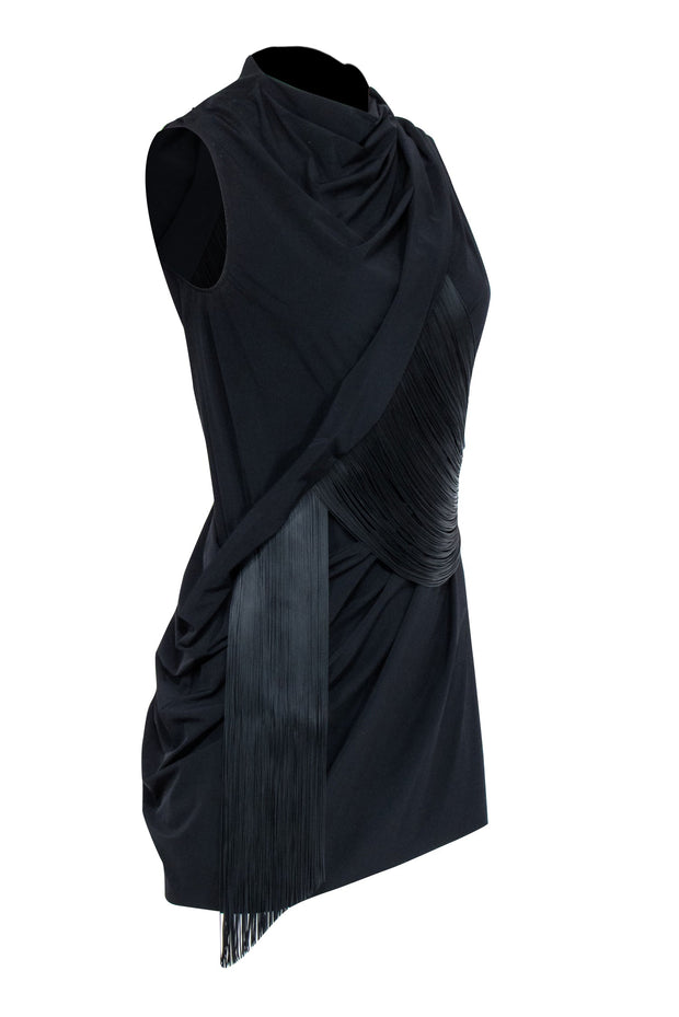 Current Boutique-Rick Owens - Black Fringe Detail Mini Dress Sz 4