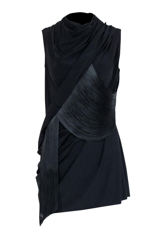 Current Boutique-Rick Owens - Black Fringe Detail Mini Dress Sz 4