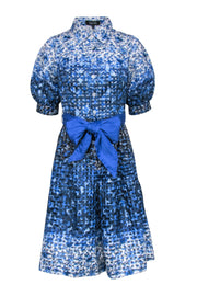 Current Boutique-Rickie Freeman for Teri John - Blue & White Floral Button Front Dress Sz 4