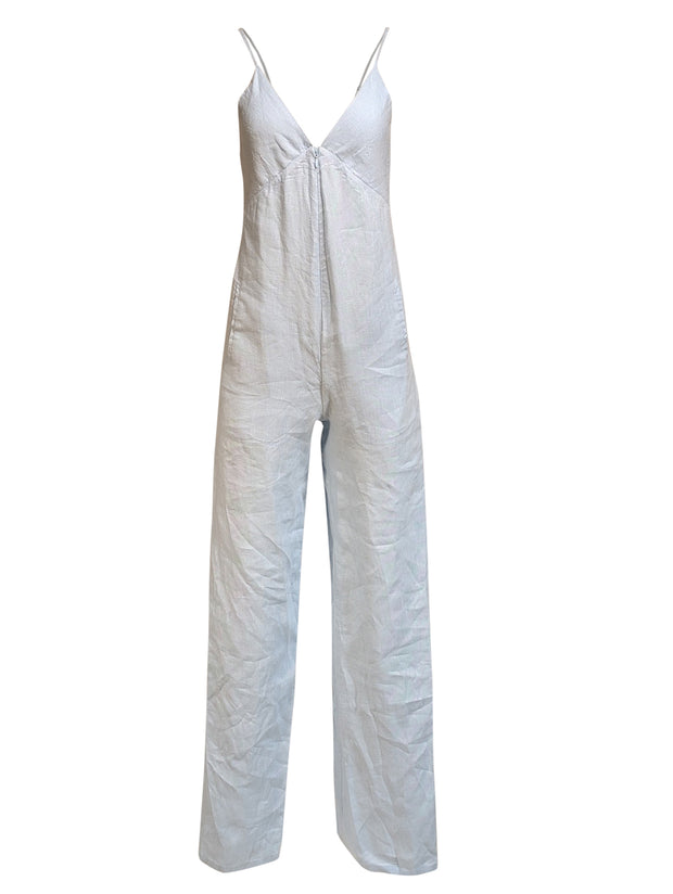 Current Boutique-Rivet Utility - Light Blue Sleeveless Jumpsuit Sz S