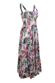 Current Boutique-Robert Graham - White & Multi Color Tropical Floral Sleeveless Maxi Dress Sz S