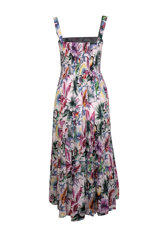 Current Boutique-Robert Graham - White & Multi Color Tropical Floral Sleeveless Maxi Dress Sz S