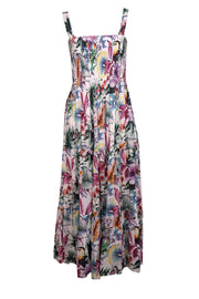 Current Boutique-Robert Graham - White & Multi Color Tropical Floral Sleeveless Maxi Dress Sz S