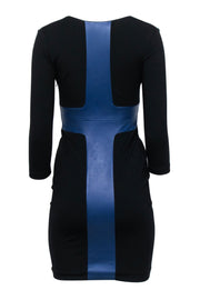 Current Boutique-Robert Rodriguez - Black Shift Dress w/ Blue Leather Trim Sz 0