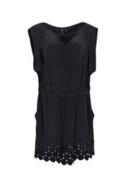 Current Boutique-Robert Rodriguez - Black Short Sleeve Circle Cut Out Details Mini Dress Sz 10