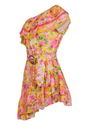 Current Boutique-Rococo Sand - Yellow Floral One Shoulder Dress Sz XS