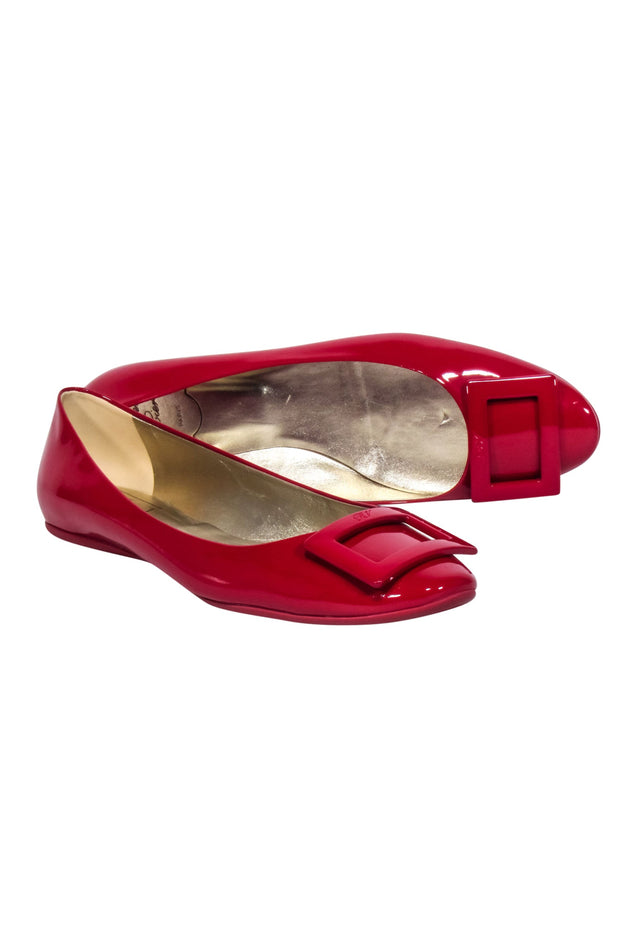 Current Boutique-Roger Vivier - Red Patent Leather Buckle Ballet Flats Sz 12