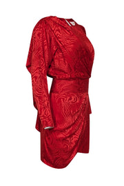 Current Boutique-Ronny Kobo - Red Swirl Print Silk Blend Draped Dress Sz S