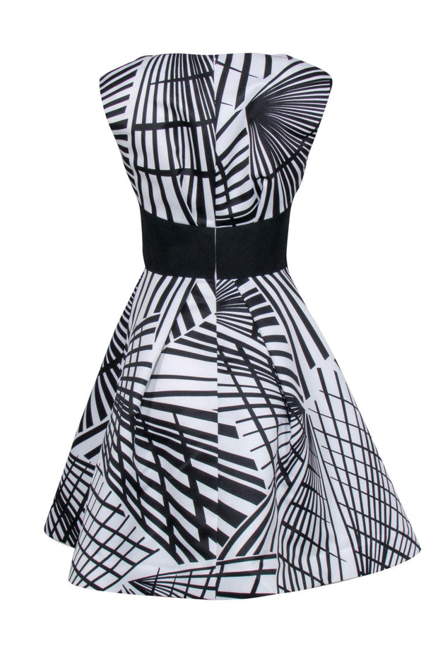 Current Boutique-Rubin Singer - White & Black Abstract Print Cap Sleeve Dress Sz 4