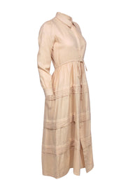 Current Boutique-Rue Stiic - Beige Tiered Shirt Dress w/ Drawstring Waist Sz XS