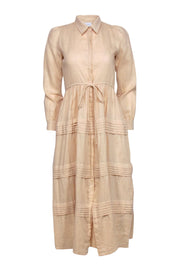 Current Boutique-Rue Stiic - Beige Tiered Shirt Dress w/ Drawstring Waist Sz XS