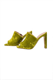 Current Boutique-Rupert Sanderson - Chartreuse Velvet Open Toe Mules Sz 7