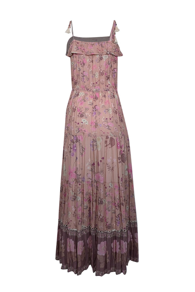 Current Boutique-SPELL - Blush w/ Pink & Purple Floral Print Tie Shoulder Maxi Dress Sz S