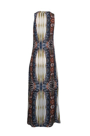 Current Boutique-SW3 - Cream, Black, & Orange Multi Color Print Maxi Dress Sz S