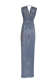 Current Boutique-Sabina Musayev - Blue Metallic Sleeveless Maxi Dress Sz S