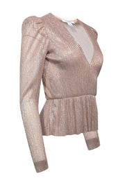 Current Boutique-Sabina Musayev - Rose Gold & Silver Metallic Peplum Top Sz XS