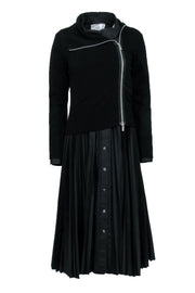 Current Boutique-Sacai - Black Pleated Maxi Dress w/ Detachable Hoodie Sz 2