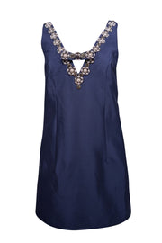 Current Boutique-Sachin & Babi - Navy Satin Sleeveless Embellished Mini Dress Sz 0