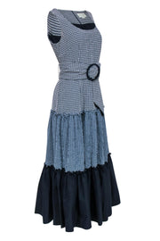 Current Boutique-Sachin & Babi - Navy & White Gingham Sleeveless Maxi Dress Sz 8