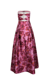 Current Boutique-Sachin & Babi - Pink & Orange Strapless Gown w/ Back Cut-Out Bows Sz 0