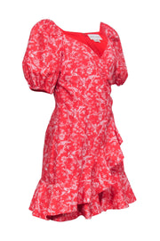 Current Boutique-Sachin & Babi - Red & White Floral & Bird Print Ruffle Trim Dress Sz 8