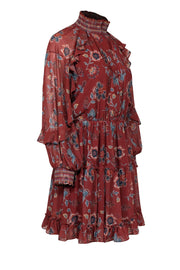 Current Boutique-Sachin & Babi - Rust Red & Multi Color Floral Print Dress Sz M