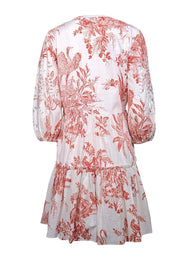 Current Boutique-Sachin & Babi - White & Rust Red Toile Print Cotton Mini Dress Sz M