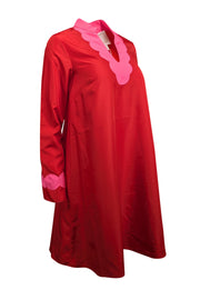 Current Boutique-Sail to Sable - Red Tunic Dress w/ Pink Scallop Trim Sz XS