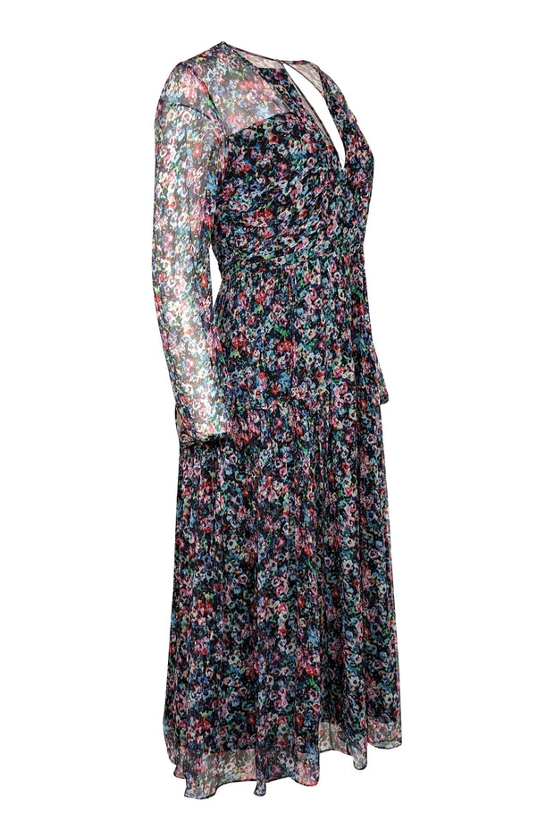 Current Boutique-Saloni - Blue Multicolor Floral Long Sleeve Maxi Dress Sz 6