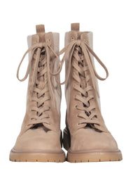 Current Boutique-Sam Edelman - Beige Faux Suede Lace Up Combat Boot Sz 9.5