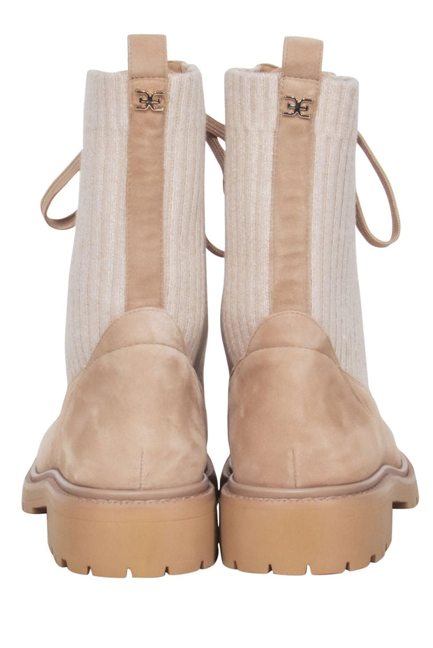 Current Boutique-Sam Edelman - Beige Faux Suede Lace Up Combat Boot Sz 9.5