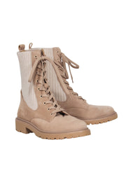 Current Boutique-Sam Edelman - Beige Faux Suede Lace Up Combat Boot Sz 9.5