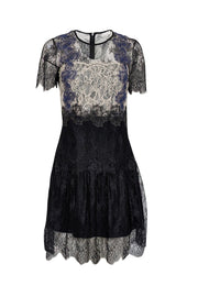 Current Boutique-Sandro - Black, Ivory, & Blue Lace Mini Dress Sz 8