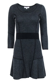 Current Boutique-Sandro - Black w/ Grey Polka Dot Knit Long Sleeve Dress Sz 4