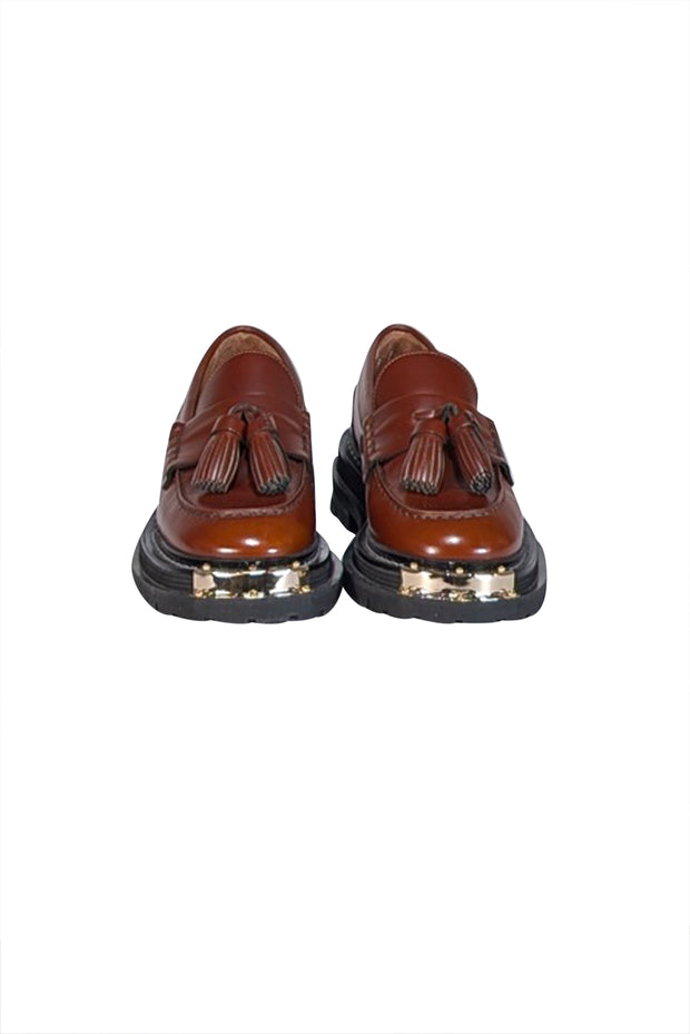 Current Boutique-Sandro - Brown Leather Platform Loafers Sz 7