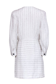 Current Boutique-Sandro - Ivory & Metallic Stripe Button Front Dress Sz 10