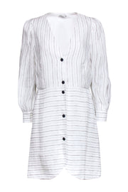 Current Boutique-Sandro - Ivory & Metallic Stripe Button Front Dress Sz 10