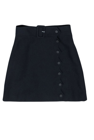 Current Boutique-Sandro - Navy Snap Button Wrap Skirt Sz 4