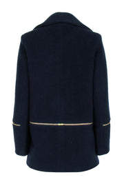 Current Boutique-Sandro - Navy Wool Blend Zipper Detail Coat Sz 6