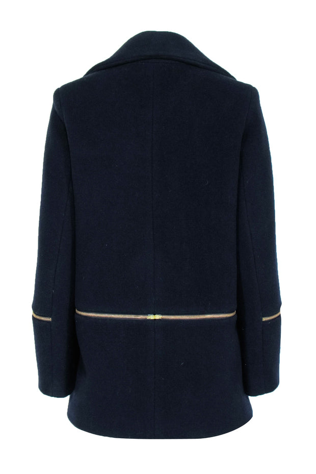 Current Boutique-Sandro - Navy Wool Blend Zipper Detail Coat Sz 6