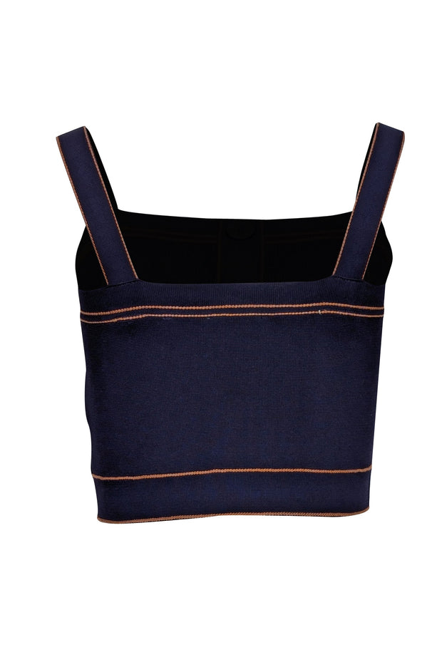 Current Boutique-Sandro - Navy w/ Orange Trim Sleeveless Crop Top Sz 4