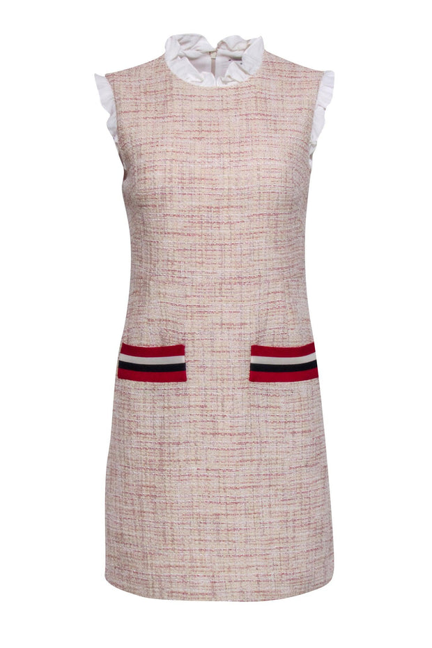 Current Boutique-Sandro - Pink Tweed Sleeveless Front Pocket Dress Sz 4