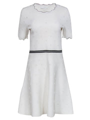 Current Boutique-Sandro - White Textured Flare Dress Sz L