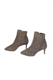 Current Boutique-Sarah Flint - Taupe Suede Pointed Toe Heel Boots Sz 11